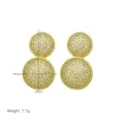 Gold plated double circle zircon stud earrings fashion elegant jewelry gift for women 16x28mm - Double Ring Style (DE260302-C)