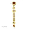 Vergoldeter bunter Zirkonia Herz geometrischer Anhänger Halskette Schmuck Detailansicht Stück - Nur Anhänger (Ohne Kette) / DN260419-G (Herz Wassertropfen Lang Stil)