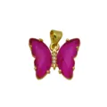 Ciondolo farfalla rosa placcato oro collana in zircone accessorio di gioielleria - Farfalla C (DN260517) / Solo Ciondolo (Senza Catena)
