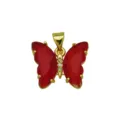 Pendente Collana Farfalla Zircone Rosso Placcato Oro Gioiello Minimalista Elegante - Farfalla D (DN260517) / Solo Ciondolo (Senza Catena)