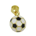 Exquisite gold-tone soccer ball pendant with black and white enamel detail for DIY jewelry. - Pendant Only (DN260406-A) / Large (10mm) / Black and White
