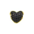Vergoldeter Herz-Anhänger mit funkelnden schwarzen Zirkonia Steinen. Stilvoller Modeschmuck. - Schwarzer Herzstil (DN260115-F) / Einzelner Anhänger (Ohne Kette)