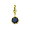 Detaillierter runder blauer Zirkon Anhänger, 18K vergoldete Kupfer Charm Komponente für Halskette. - Runder Stil (DN260316-E)