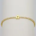 Gold-plated tennis bracelet with cute bubble letter A charm and sparkling cubic zirconia. - Letter A (DB260303-A)