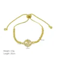 Vergoldetes Schiebeperlenarmband mit Mexiko-Herz-Anhänger, verstellbare Länge und Größe. - I Love Mexico Rund Stil (DB260306-E) / 25cm / 4.0g / Gold