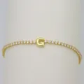 Gold CZ Tennis Bracelet with Cute Bubble Letter G Charm for Women Fashion Jewelry Detail - Letter G (DB260303-G)