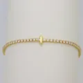 Exquisite Gold Tennis Bracelet Featuring Sparkling Cubic Zirconia and Cross Charm. - Cross (DB260303-I)