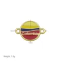 Kolumbien Flagge Metall Anhänger Verbinder Emailliert Runde Schmuck DIY Armband Zubehör - Kolumbien Rund Anhänger Nur (DB260306-D) / 19x13mm / 1.5g / Gold