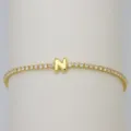 Gold-plated tennis bracelet with cute bubble letter N and sparkling cubic zirconia crystals. - Letter N (DB260303-N)