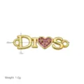 Vergoldeter Metallbuchstabe und Herz-Anhänger-Verbinder mit rosa Zirkonia, 26x7mm, 1,0g. - Buchstaben Herz Anhänger Nur (DB260306-F) / 26x7mm / 1.0g / Gold