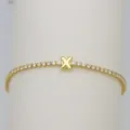 DIY balloon letter zircon tennis bracelet for women, cute gold plated crystal chain. - Letter X (DB260303-X)