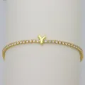 Detail of gold-plated tennis bracelet with sparkling cubic zirconia and cute letter Y charm. - Letter Y (DB260303-Y)