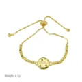 Gold verstellbares Schiebe-Armband mit ABUELA Anhänger und bunten Steinperlen Variante - Verstellbares Box Armband-Stil 5 / 25cm / 4.1g