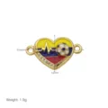 Kolumbien Flagge Herz Anhänger vergoldet Fußball EKG DIY Armband Schmuck Komponente 21mm - Herz EKG Fußball Anhänger (DB260306-G) / Nur Anhänger (21x12mm) (Ohne Kette) / Gold