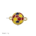 Goldfarbenes Metall Fussball Emailliertes Verbinder Charm DIY Schmuck Zubehoer 18x12mm - Fußball Form Verbinder Anhänger (DB260306-I) / Nur Anhänger (18x12mm) (Ohne Kette) / Gold