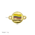 Kolumbien Flagge Metall Anhänger, vergoldeter Emaile Verbinder für Schmuckherstellung Basteln - Kolumbien Karte Emaille Anhänger (DB260306-J) / Nur Anhänger (17x11mm) (Ohne Kette) / Gold