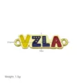 Vergoldeter Metall VZLA emaillierter Charm Anhänger für Armband DIY Schmuckherstellung 27mm - VZLA Buchstaben Stern Anhänger (DB260306-K) / Nur Anhänger (27x7mm) (Ohne Kette) / Gold