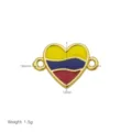 Kolumbien Flagge Herz Metall Schmuck Verbinder Anhänger, 18x12mm DIY Armband Zubehörteil. - Herz Flagge Verbinder (DB260306-N) / Nur Anhänger (18x12mm) (Ohne Kette) / Gold