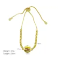 Elegantes vergoldetes verstellbares Armband mit Kolumbien Flagge Anhänger und Perlen. - Rundes Bedrucktes Flaggen Armband (DB260306-J) / 23cm / 4.4g