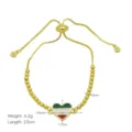 Goldfarbenes Boxketten-Armband mit Herz-Flaggenanhang und verstellbarem Perlen-Design 23cm - Herzförmiges Flaggen Armband (DB260306-L) / 23cm / 4.2g