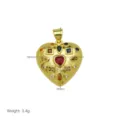 Ciondolo cuore in zircone cubico colorato placcato oro 18K con misura 19x25mm peso 3.4g. - Stile Cuore Zirconia (DN260307-A) / Solo Ciondolo (Senza Catena)