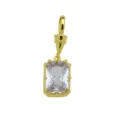 Pendentif zircone cubique rectangulaire plaqué or pour collier, détail de bijou élégant. - Pendentif Seul (Sans Chaîne) (DN260314-A) / Transparent
