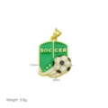 Gold plated green enamel soccer football pendant charm with dimensions and weight specs. - Shield SOCCER Style (Pendant Only)
