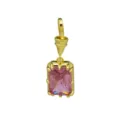 Image de détail du pendentif rectangulaire en zircon rose plaqué or 18k accessoire de collier - Pendentif Seul (Sans Chaîne) (DN260314-B) / Rose