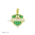 Close-up of gold enamel soccer pendant, sports theme metal jewelry accessory detail view. - Green White Shield Style (Pendant Only)