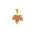 Exquisite gold plated maple leaf pendant featuring sparkling colorful cubic zirconia stones. - Pendant Only-Red (DN260306-B)