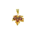 Exquisite detail shot of red and yellow cubic zirconia maple leaf gold plated pendant necklace. - Pendant Only-Orange Red (DN260306-C)