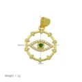 Pendente malocchio placcato oro con pietre di zirconia colorate e pietra centrale verde. - Stile Malocchio Zirconia (DN260307-C) / Solo Ciondolo (Senza Catena)