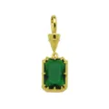 Detailed close-up shot of the rectangular green cubic zirconia pendant in 18K gold finish. - Green