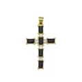 Exquisite 18K gold plated cross pendant featuring stunning black and white cubic zirconia stones. - DN260310-G (Pendant Only)