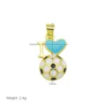 Close-up detail of gold-plated soccer ball and blue heart pendant with size dimensions. - Blue Heart Soccer Style (Pendant Only)