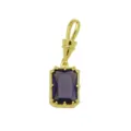 Detailed view of square purple cubic zirconia pendant, 18k gold plated brass jewelry accessory - Purple
