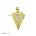 Vergoldeter Herz Anhänger Pavé Zirkonia Halskette Schmuck Geschenk Accessoire 19x30mm - Strahlendes Herz Zirkonia Stil (DN260307-G) / Nur Anhänger (Ohne Kette)