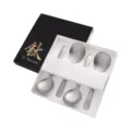 Silberner Titan-Prozess Edelstahl Löffel Set tragbare Besteckbox Outdoor Geschirr Set - Ruyi-Löffel in Farbbox - 4 Stück