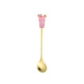 Goldfarbener Edelstahllöffel mit süßem rosa Zeichentrick-Milchkaffeetassen-Griff für Desserts. - Milchbecher Löffel / Rosa