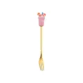 Süße Cartoon Milch Tasse Dessert Obst Gabel mit Gold Finish für Kuchen und Kaffeepause. - Milchbecher Gabel / Rosa
