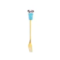 Lindo tenedor de postre de taza de té con leche, tenedor de pastel dorado de acero inox - Tenedor Taza de Té con Leche / Azul