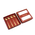 Gold Rose Long Handle Spoon Set 4 Pcs Gift Box For Dessert And Coffee Stirring - Short Rose Spoon 4 Pcs Red Box / Titanium Gold