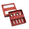 Stainless steel rose spoon and fork gift set, creative coffee stirring spoons 4pcs - Mini Rose Spoon And Fork 4 Pcs Red Box / Natural