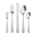 Couverts en acier inoxydable lot de 5 couteau fourchette cuillère manche en relief - Fourchette de table 410 / Argent style Kunting