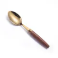Gold stainless steel dinner spoon with Sapele wood handle, elegant vintage cutlery for table. - Titanium Gold - Wood Handle Dinner Spoon