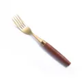 Sapele wood handle western style golden table fork stainless steel vintage fork item. - Titanium Gold - Wood Handle Dinner Fork