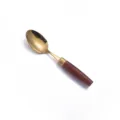 Gold stainless steel spoon with wooden handle vintage retro style elegant table flatware item - Titanium Gold - Wood Handle Teaspoon