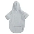 Detail shot of grey pet dog hoodie with zipper pocket, warm fleece fabric for medium dogs clothing. - 2XL / Gray