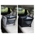 Pet car seat for small medium dogs, breathable mesh foldable pet carrier bag durable fabric. - Rear Seat Pet Carrier / Black