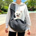Pet sling carrier for dogs cats, comfortable hands-free cross-body pet bag for travel. - One Size / Dark Gray